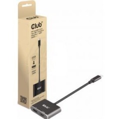 Club 3D CSV-1552 USB-C Gen 2 to HDMI & DisplayPort 1.4 Video Adapter - High-Performance, Versatile, Black